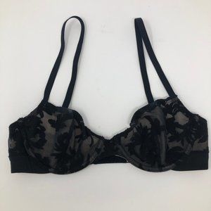 Natori Black Mesh Burnout Bra Size 32B